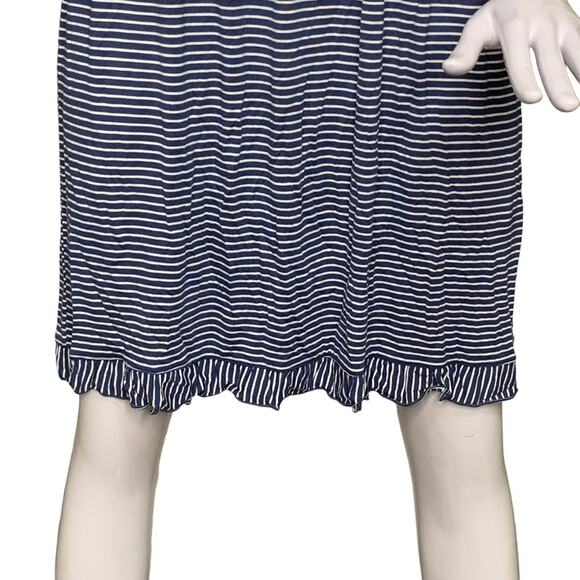 Max Studio Striped Long Sleeve Dress Blue and White Pullover Keyhole - Picture 3 of 10